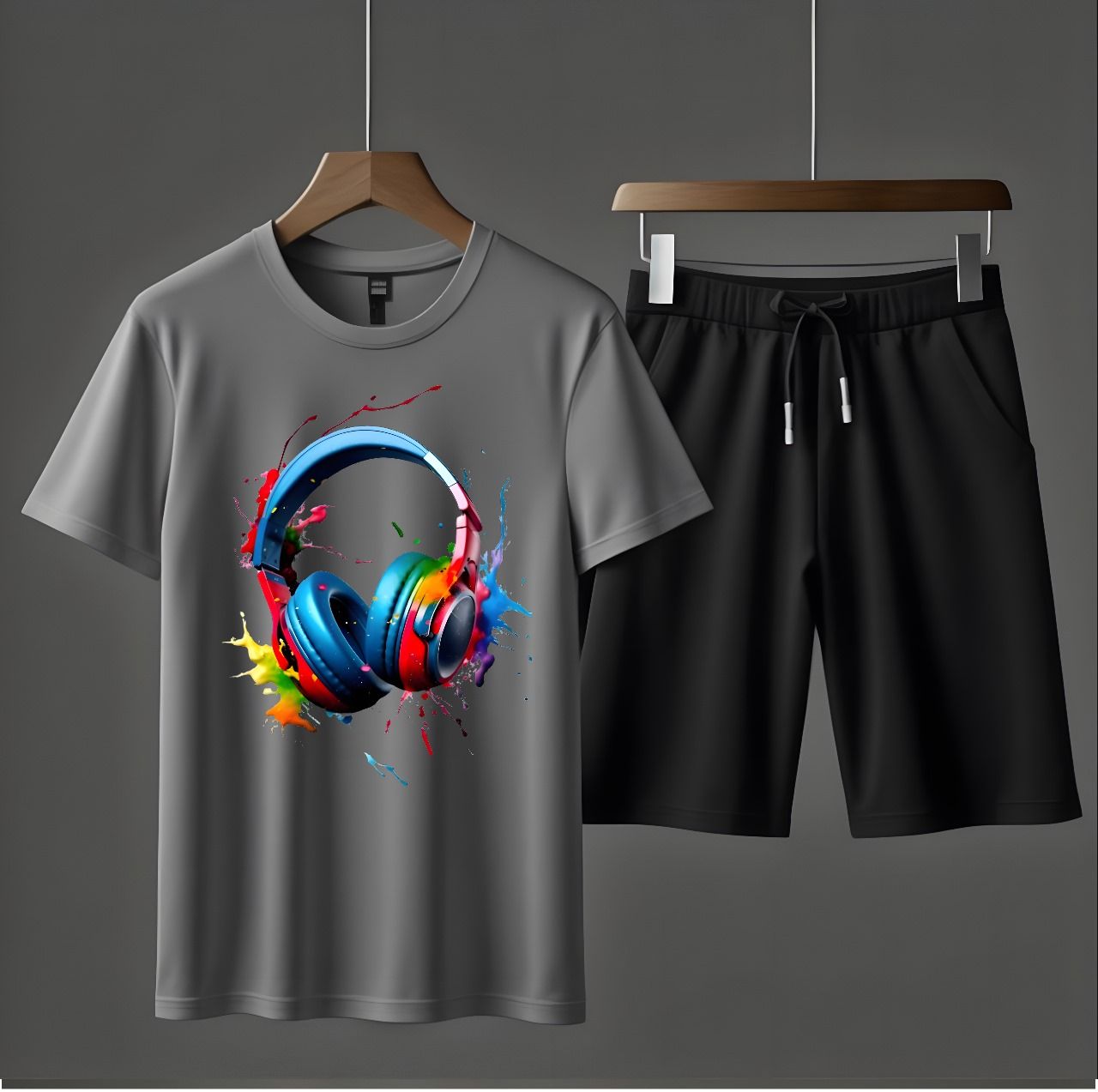 Tracksuit Cotton Fabric T-Shirt & Short Set for Summer Elegant Suits Gym Track Suit T shirts Pajama Casual Wear for Men - Oshi.pk - Buy & Sell Online