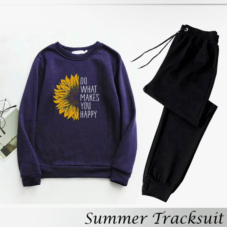 Tracksuit DO WHAT MAKES U HAPPY Print Thick & Fleece Fabric Sweatshirt with trouser for Winter sweatshirt Fashion Wear tracksuit for Women / Girls - Oshi.pk - Buy & Sell Online