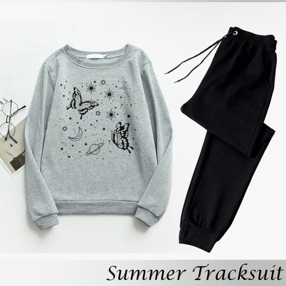 Tracksuit BUTTERFLIES SATUR Print Thick & Fleece Fabric Sweatshirt with trouser for Winter sweatshirt Fashion Wear tracksuit for Women / Girls - Oshi.pk - Buy & Sell Online