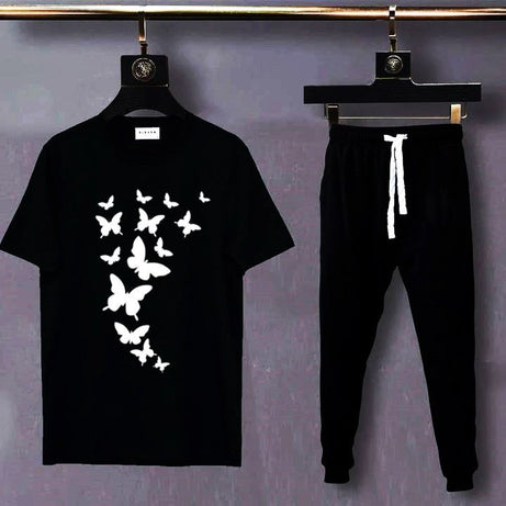 Tracksuit for Women and Girl Summer Shirt and Black Trouser Gym wear New Butterfly printed Clothing Summer Breathable and comfortable - Oshi.pk - Buy & Sell Online