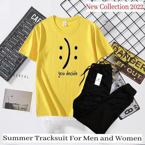 Tracksuit for Women and Girl Summer Shirt and Black Trouser Gym wear New You decide printed Clothing Summer Breathable and comfortable - Oshi.pk - Buy & Sell Online