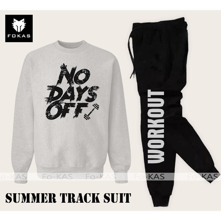 Tracksuit NO DAYS OFF Thick & Fleece Fabric Full Sleeves Sweatshirt with trouser for Winter sweatshirt Fashion Wear tracksuit for men / boys - Oshi.pk - Buy & Sell Online