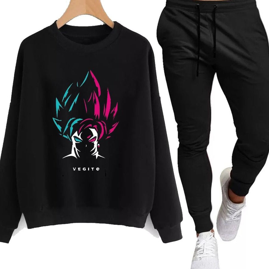 Tracksuit VEGITO ANIME Thick & Fleece Fabric Full Sleeves Sweatshirt with trouser for Winter sweatshirt Fashion Wear tracksuit for men / boys