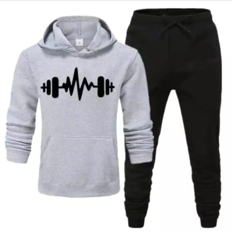 Tracksuit Grey Huddie & Black Trouser Trendy And Amazing Dumble Printed Fleece Pocket Drawstring Winter Wear Smart Fit Hoody - Oshi.pk - Buy & Sell Online