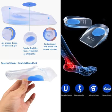 Transparent Silicone Gel Heel pads for Men and Women for pain Relief 1 Pair Arch Support Shoes Heel Silicone Gel Insole Pad Shoe Inserts Foot Care - Oshi.pk - Buy & Sell Online