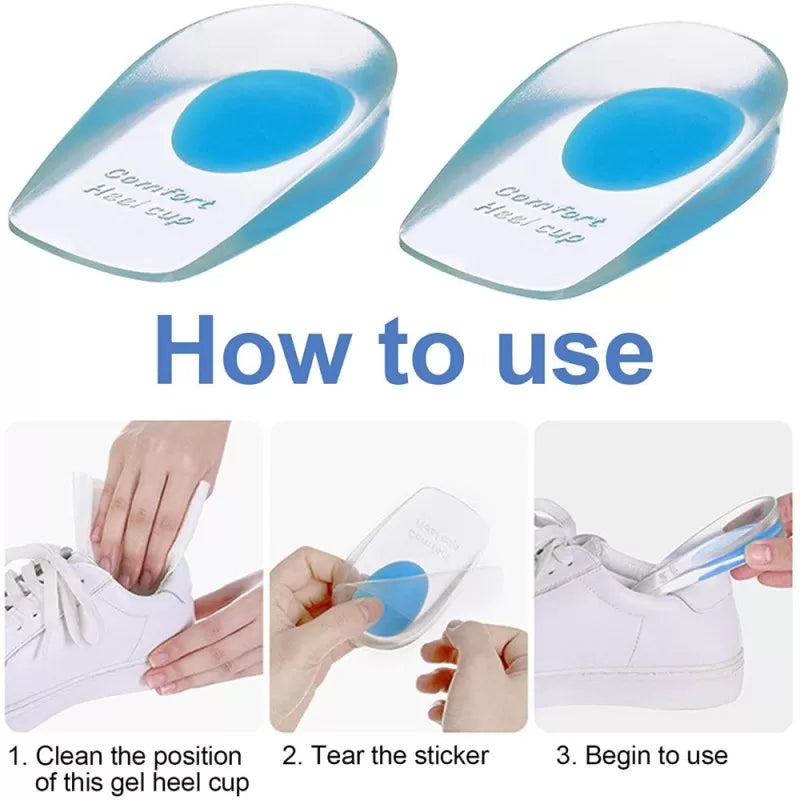 Transparent Silicone Gel Heel pads for Men and Women for pain Relief 1 Pair Arch Support Shoes Heel Silicone Gel Insole Pad Shoe Inserts Foot Care - Oshi.pk - Buy & Sell Online