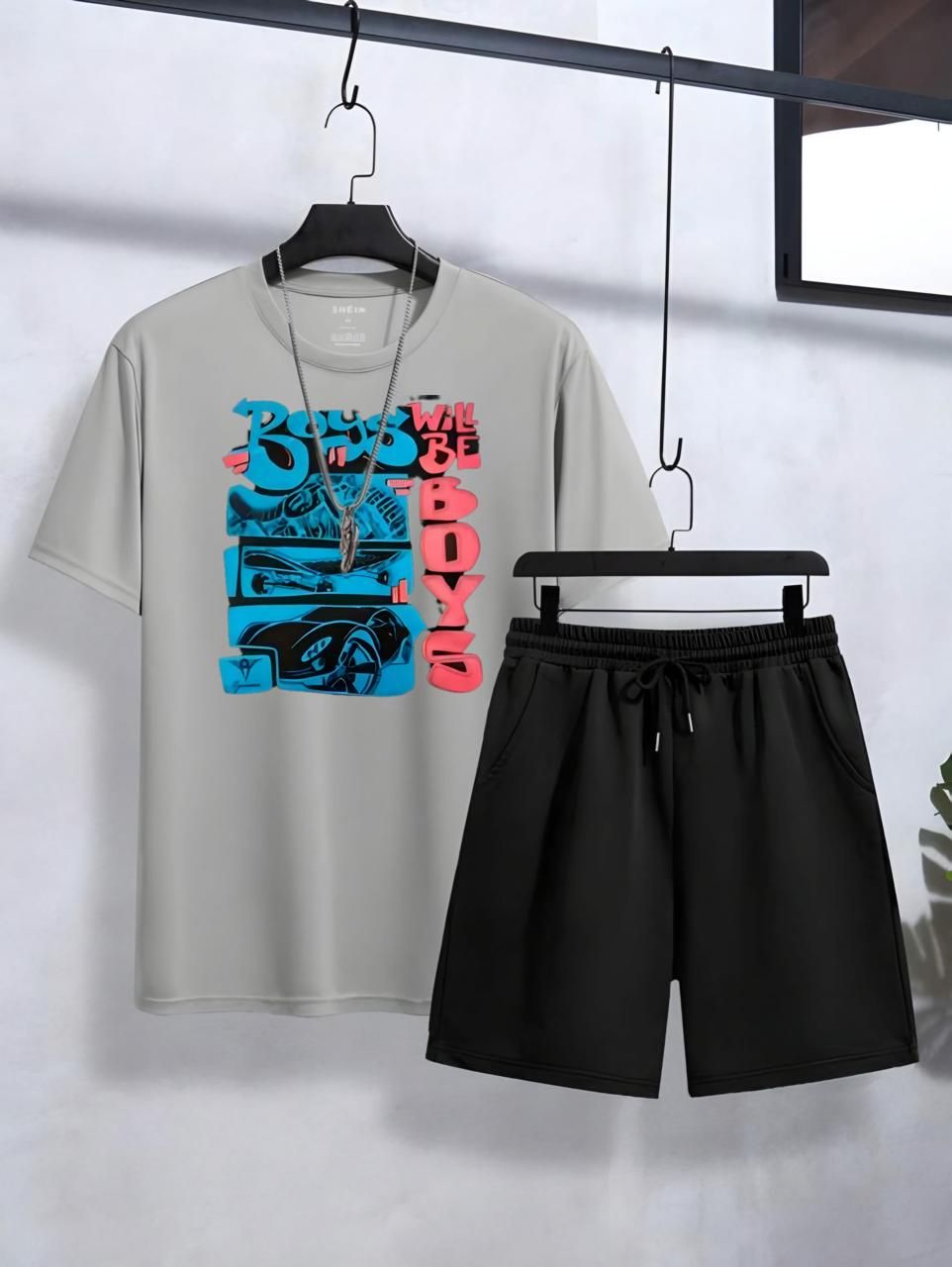 Trendy Boys will be boys Printed in grey Cotton Half Sleeves O Neck Short & Tshirt For Men & Boys - Oshi.pk - Buy & Sell Online