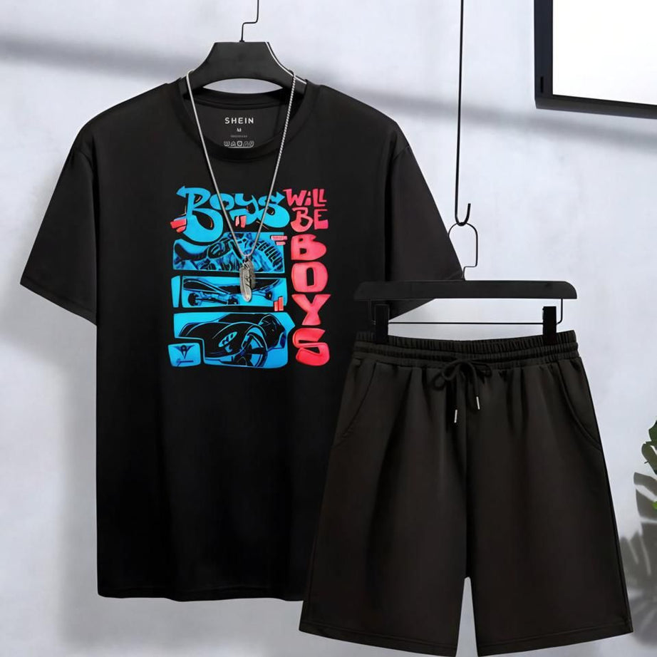 Trendy Boys will be boys Printed in Black Cotton Half Sleeves O Neck Short & Tshirt For Men & Boys-copy - Oshi.pk - Buy & Sell Online