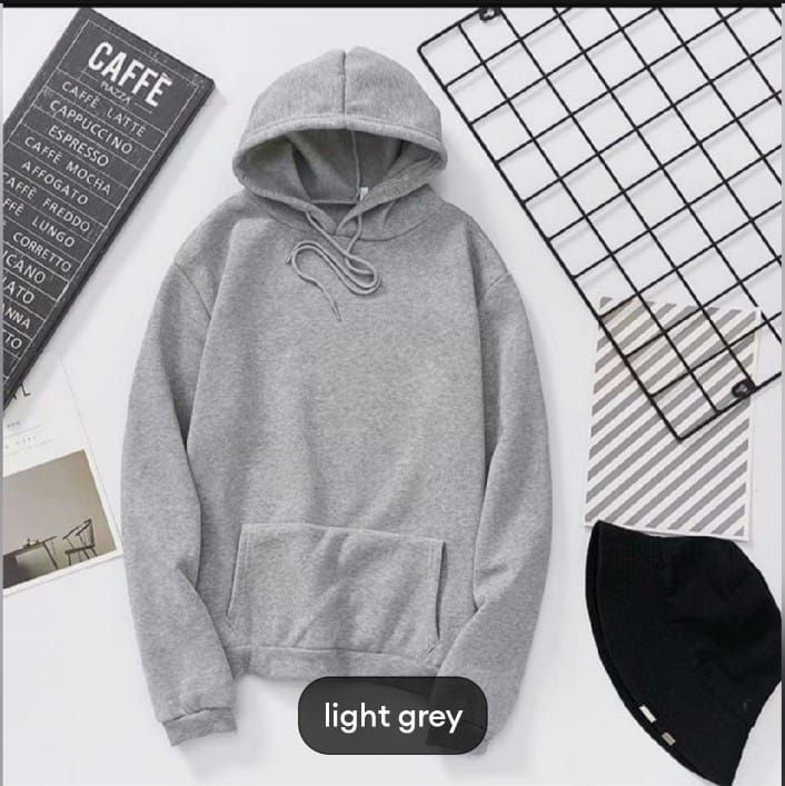 Trendy Plain huddie In Grey Pocket Drawstring Pullovers Clothing Long Sleeves Export Quality Winter Wear For Men And Boys - Oshi.pk - Buy & Sell Online