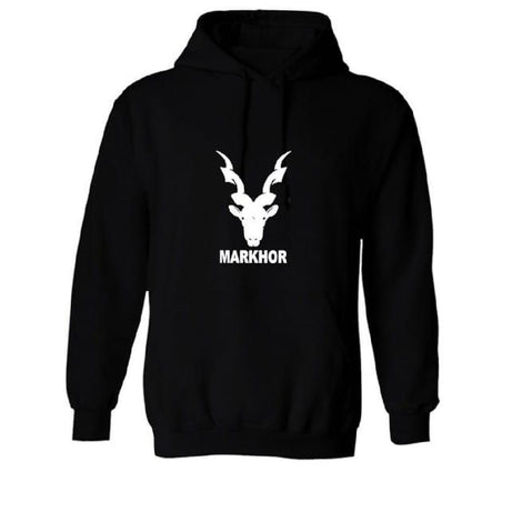 Trendy New MARKHOR Printed Kangaroo Hoodie In Black Pocket Drawstring Pullovers Clothing Long Sleeves Export Quality Winter Wear