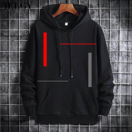 Trendy New Famous Vertical Strips Printed Kangaroo Hoodie In Black Pocket Drawstring Pullovers Clothing Long Sleeves Export Quality Winter Wear - Oshi.pk - Buy & Sell Online