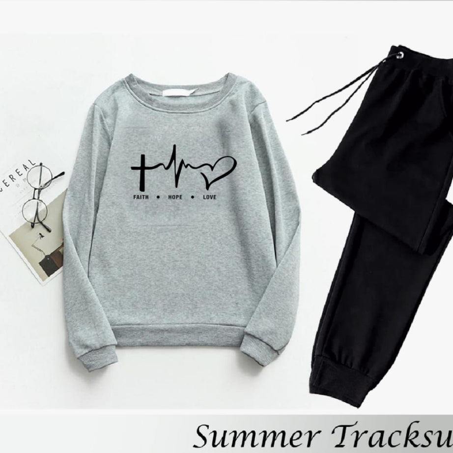 Trendy Tracksuit FAITH HOPE LOV Print Thick & Fleece Fabric Rib Sweatshirt with trouser butterflies for Winter for Trendy sweatshirt for Women / Girls - Oshi.pk - Buy & Sell Online