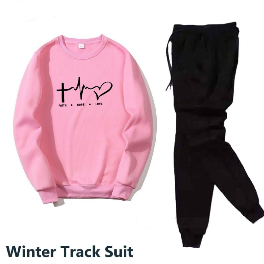 Trendy Tracksuit FAITH HOPE LOV Print Thick & Fleece Fabric Rib Sweatshirt with trouser butterflies for Winter for Trendy sweatshirt for Women / Girls - Oshi.pk - Buy & Sell Online