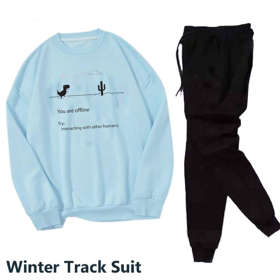 Trendy Tracksuit YOU ARE OFLINE Print Thick & Fleece Fabric Rib Sweatshirt with trouser butterflies for Winter for Trendy sweatshirt for Women / Girls - Oshi.pk - Buy & Sell Online