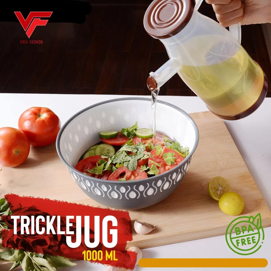 Trickle Jug Oil Jug 1 Liter Plastic Oil Jug High Quality Beautiful Design, Cooking 1000 ml Milk Jugs Plasticware Pitcher With Measuring Scale - Oshi.pk - Buy & Sell Online