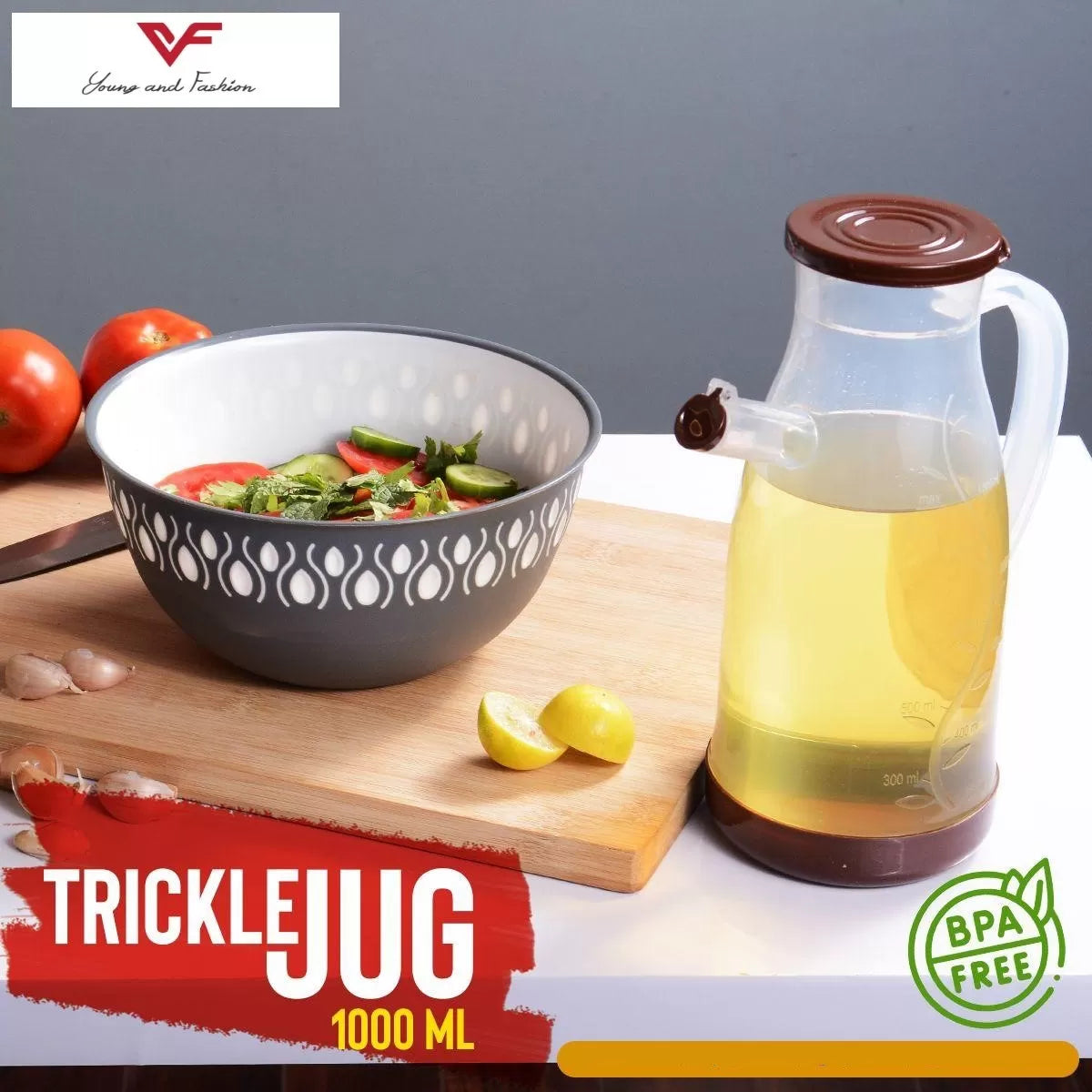 Trickle Jug Oil Jug 1 Liter Plastic Oil Jug High Quality Beautiful Design, Cooking 1000 ml Milk Jugs Plasticware Pitcher With Measuring Scale - Oshi.pk - Buy & Sell Online