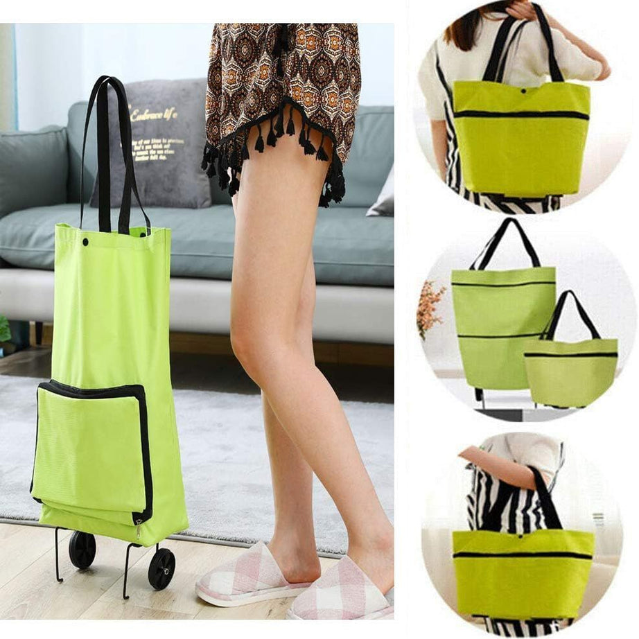 Tug Shopping Bag with Foldable Wheels Design, Multifunctional Large Capacity Oxford Tote for Laundry Groceries, Suitable for Daily Travel Picnic - Oshi.pk - Buy & Sell Online