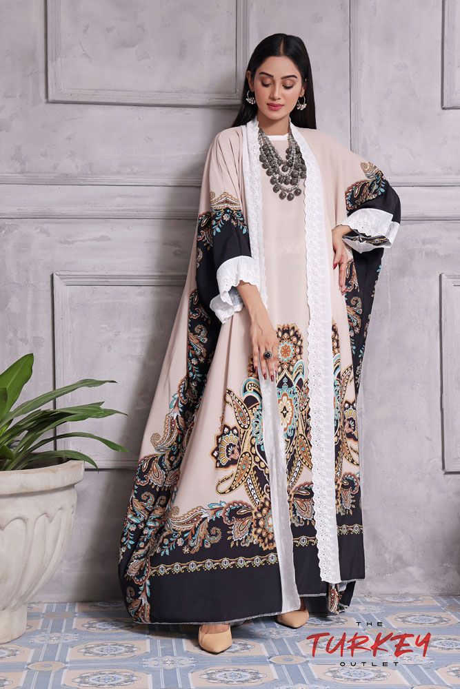 Turkey Outlet-Flower-black with besky Premium Ladies-Shrug (2PCS) - Oshi.pk - Buy & Sell Online