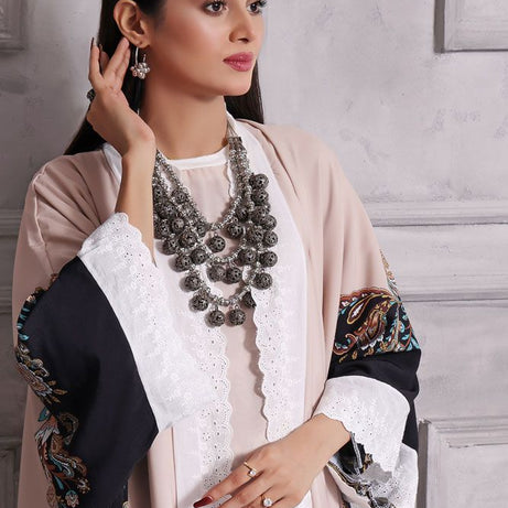 Turkey Outlet-Flower-black with besky Premium Ladies-Shrug (2PCS) - Oshi.pk - Buy & Sell Online