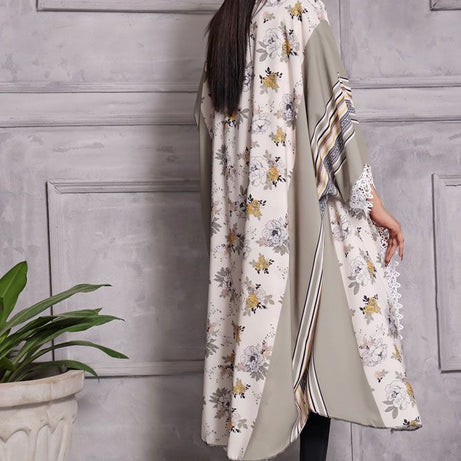 Turkey Outlet-Flower-Light Green with besky Premium Ladies-Shrug (2PCS) - Oshi.pk - Buy & Sell Online