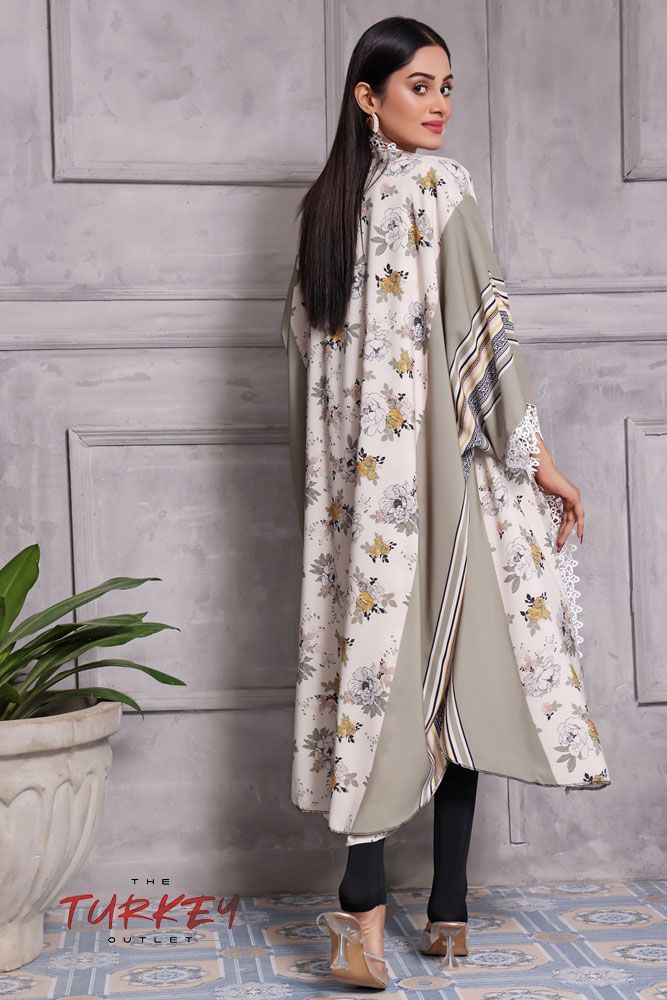 Turkey Outlet-Flower-Light Green with besky Premium Ladies-Shrug (2PCS) - Oshi.pk - Buy & Sell Online