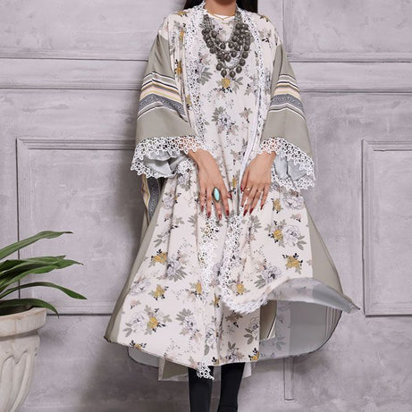 Turkey Outlet-Flower-Light Green with besky Premium Ladies-Shrug (2PCS) - Oshi.pk - Buy & Sell Online