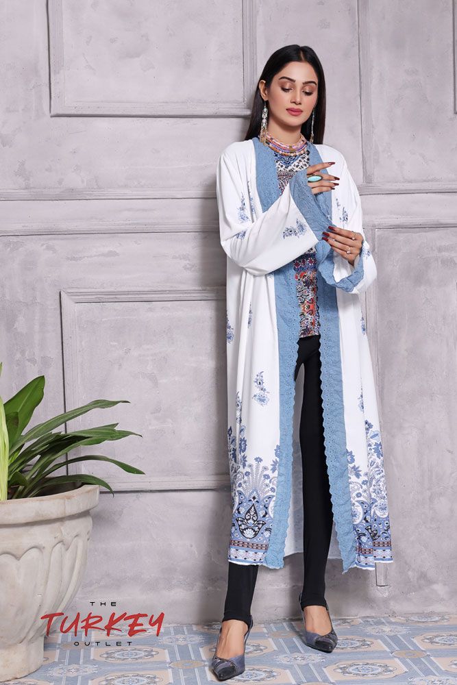 Turkey Outlet-Flower-White with besky Premium Ladies-Shrug (2PCS) - Oshi.pk - Buy & Sell Online