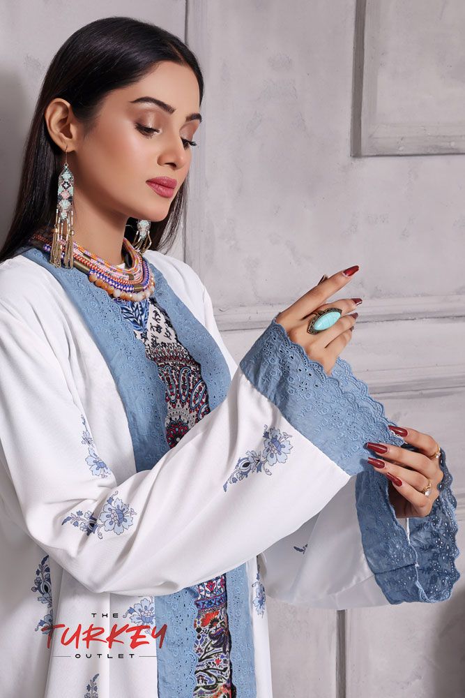 Turkey Outlet-Flower-White with besky Premium Ladies-Shrug (2PCS) - Oshi.pk - Buy & Sell Online