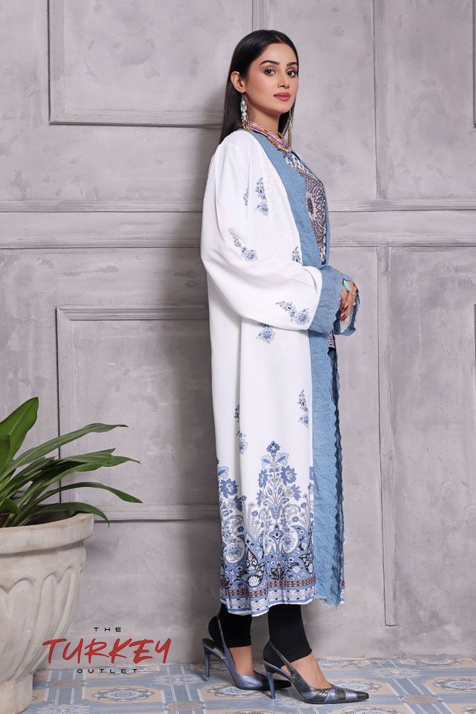 Turkey Outlet-Flower-White with besky Premium Ladies-Shrug (2PCS) - Oshi.pk - Buy & Sell Online