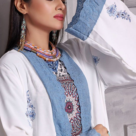 Turkey Outlet-Flower-White with besky Premium Ladies-Shrug (2PCS) - Oshi.pk - Buy & Sell Online