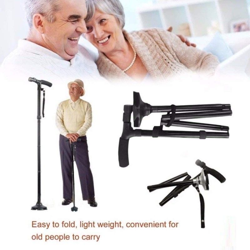 Twin Grip Cane LED Folding Walking Triple Head Pivot Base Adjustable - Oshi.pk - Buy & Sell Online
