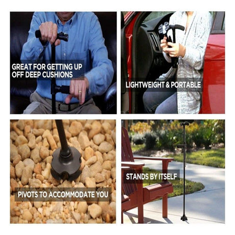 Twin Grip Cane LED Folding Walking Triple Head Pivot Base Adjustable - Oshi.pk - Buy & Sell Online