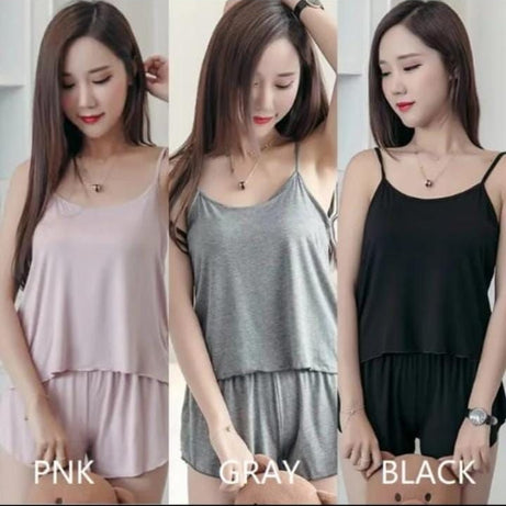 Two-Piece Solid Colours Camisole Shorts Loose - Oshi.pk - Buy & Sell Online