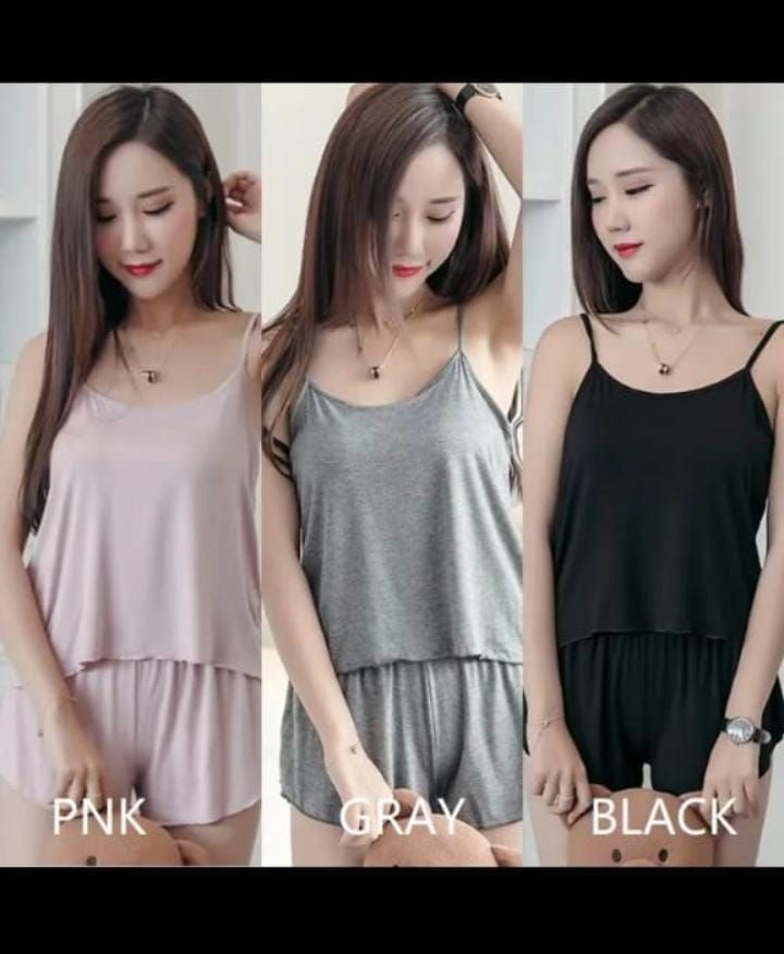 Two-Piece Solid Colours Camisole Shorts Loose - Oshi.pk - Buy & Sell Online