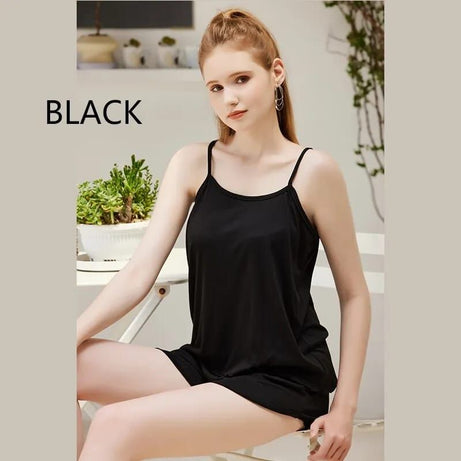Two-Piece Solid Colours Camisole Shorts Loose - Oshi.pk - Buy & Sell Online