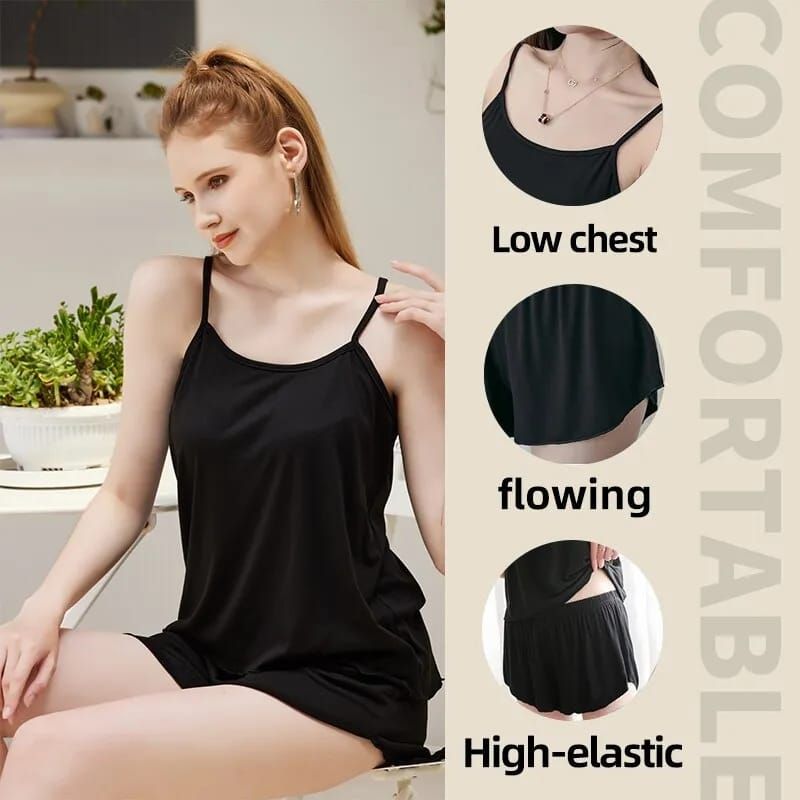 Two-Piece Solid Colours Camisole Shorts Loose - Oshi.pk - Buy & Sell Online