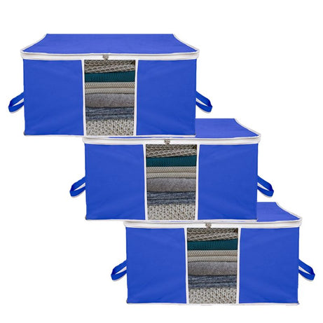 Two Way White Zipper Clothes Storage Bag 75 GSM Closet Organizers Sweater Clothes Storage Containers ( Pack Of 3 ) - Oshi.pk - Buy & Sell Online