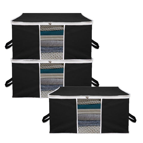 Two Way White Zipper Clothes Storage Bag 75 GSM Closet Organizers Sweater Clothes Storage Containers ( Pack Of 3 ) - Oshi.pk - Buy & Sell Online