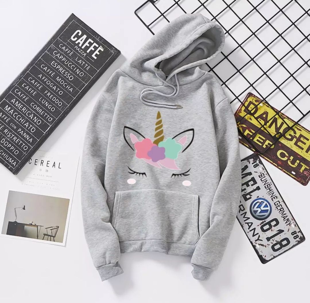 Unicorn Print Pullover Hood For Girls - Oshi.pk - Buy & Sell Online