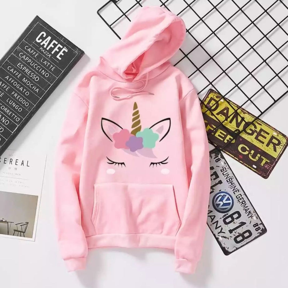 Unicorn Print Pullover Pink Hoodie - Oshi.pk - Buy & Sell Online