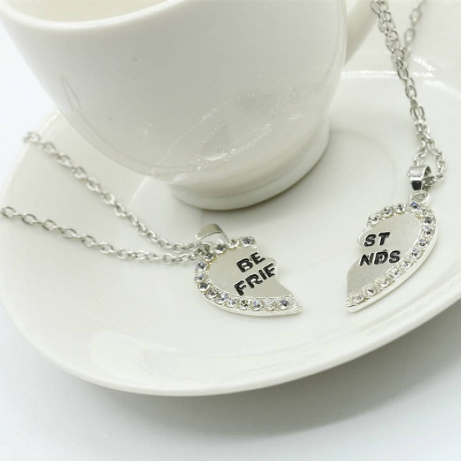 2 pieces set Half love rhinestone pendant best friend necklace friendship gift for couple good friend pendant necklace - Oshi.pk - Buy & Sell Online