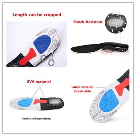 Unisex Solid Silicone Gel Insoles Foot Care for Plantar Fasciitis Heel Sole Sports Shoes Insole - Oshi.pk - Buy & Sell Online