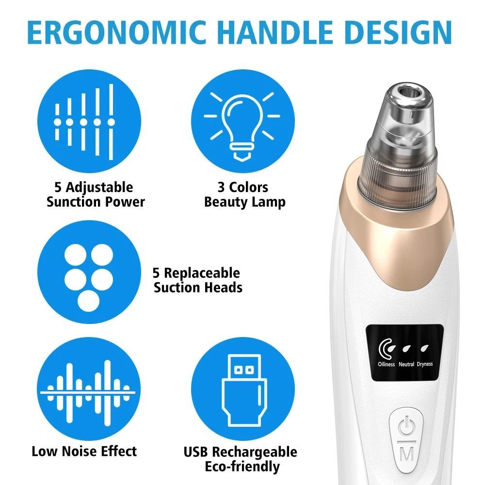 Upgraded Blackhead Remover Vacuum Facial Pore Cleaner Electric Acne Comedone Whitehead Extractor Tool 5 Probes For Women And Men - Oshi.pk - Buy & Sell Online