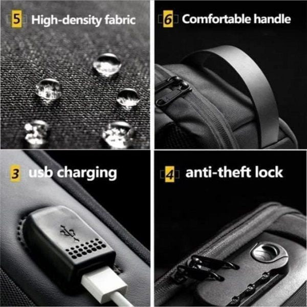 USB Charging Sport Sling Anti theft Shoulder Bag Waterproof - Oshi.pk - Buy & Sell Online