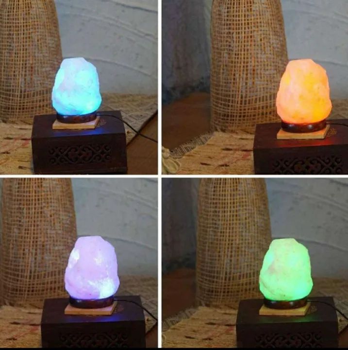 USB Himalayan Salt Lamp for Home Decor Natural Pink Rock Salt Lamp Night Light with Salt Lamp Bulb for Asthma and Allergy Relief Air Purifying Crystal - Oshi.pk - Buy & Sell Online
