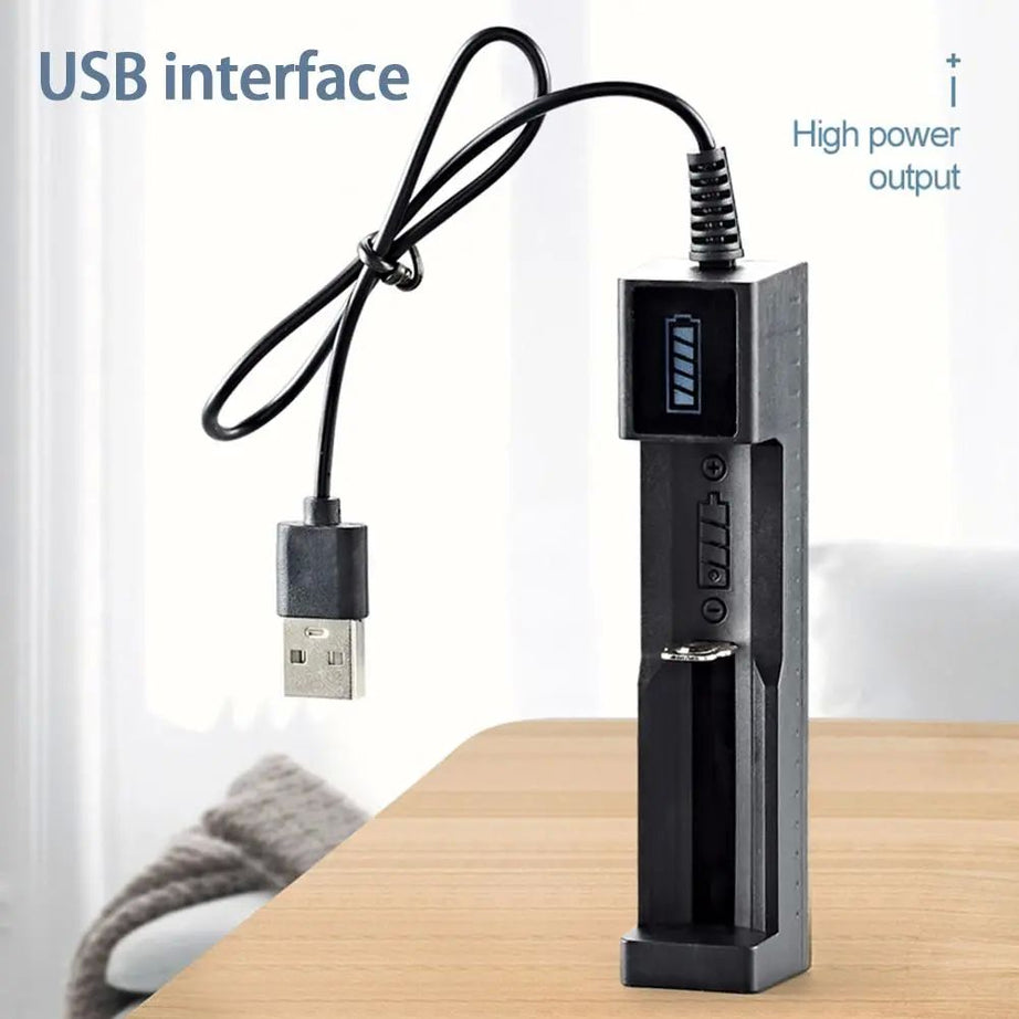 Universal Single Slot USB Cell Charger for Rechargeable 18650 Li-ion Batteries