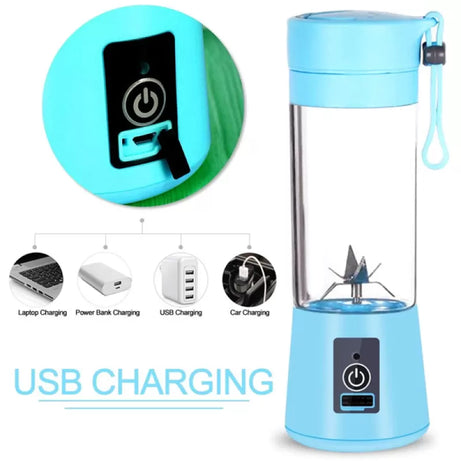 USB Rechargeable Juicer Blender 4 Blades Electric Blender Mini Portable Personal Size Juicer Cup USB Rechargeable Mixer 380ml Food Grade Water Bottle - Oshi.pk - Buy & Sell Online