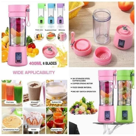 USB Rechargeable Juicer Blender 4 Blades Electric Blender Mini Portable Personal Size Juicer Cup USB Rechargeable Mixer 380ml Food Grade Water Bottle - Oshi.pk - Buy & Sell Online