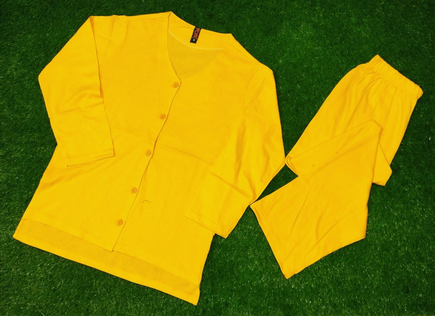 V Neck Button Style Shirt Trouser Night Dress - Oshi.pk - Buy & Sell Online