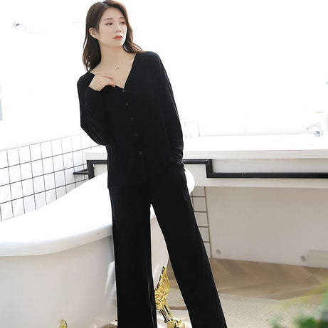 V Neck Button Style Shirt Trouser Night Dress